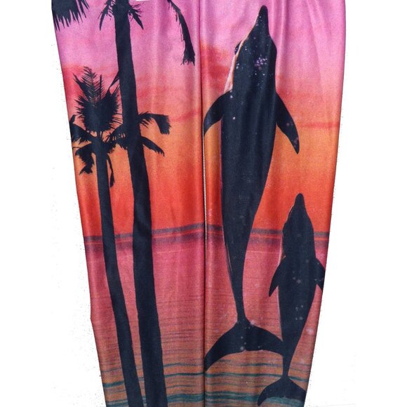 Teeki Love the Adventure Hot Yoga Sunset Pink Palm Print Leggings, size X-Small - Picture 4 of 6